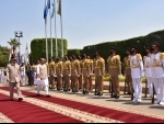 Rajnath Singh inspects ceremonial Guars of Honour in Cairo