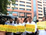 AAP MLAs protest against CBI raids on Manish Sisodia's house