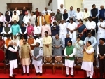 PM Modi, Venkaiah Naidu with retiring members of Rajya Sabha