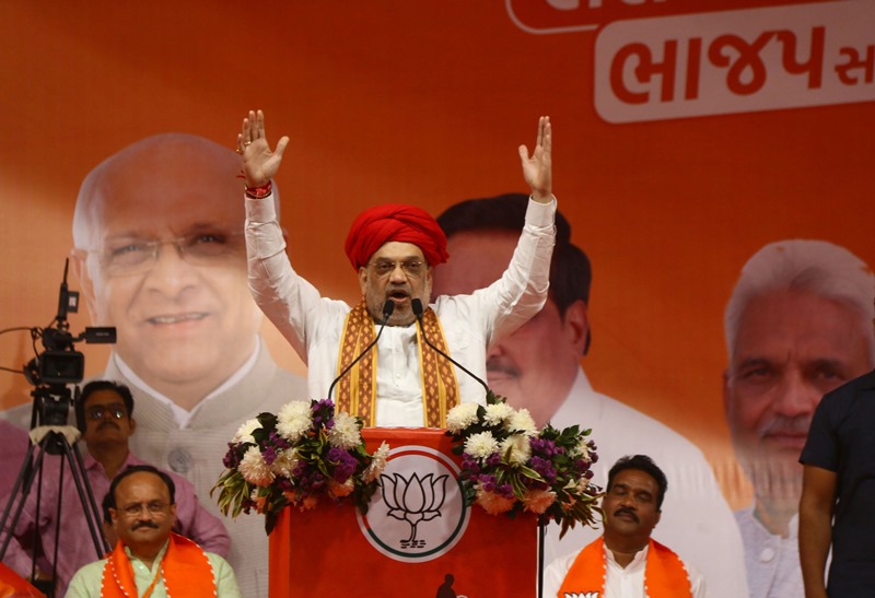 Amit Shah addresses election rally in Ahmedabad