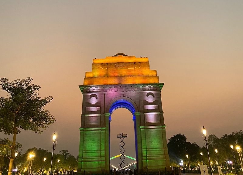 View of the India Gate ahead of the unveiling of Netaji's statue in Delhi
