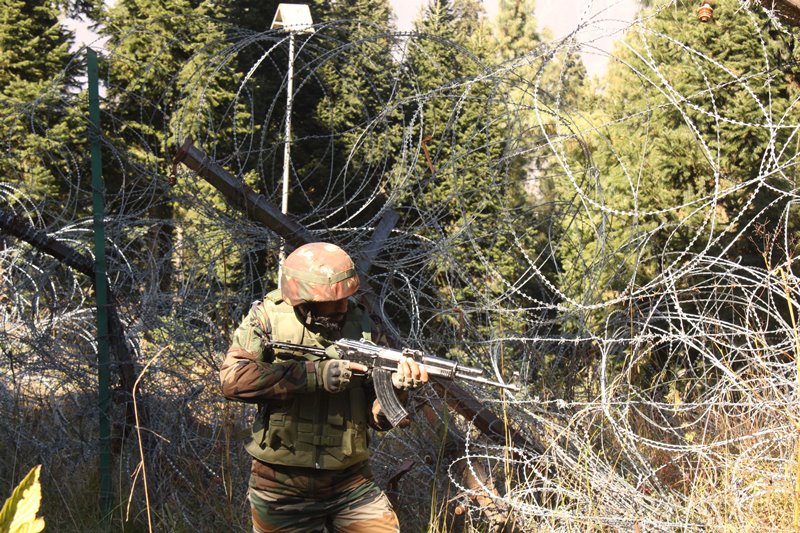 Army personnel patrolling at the Line of Control