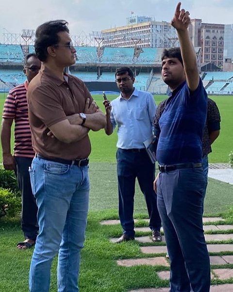 BCCI chief Sourav Ganguly inspects preparations at Eden Gardens for IPL playoffs