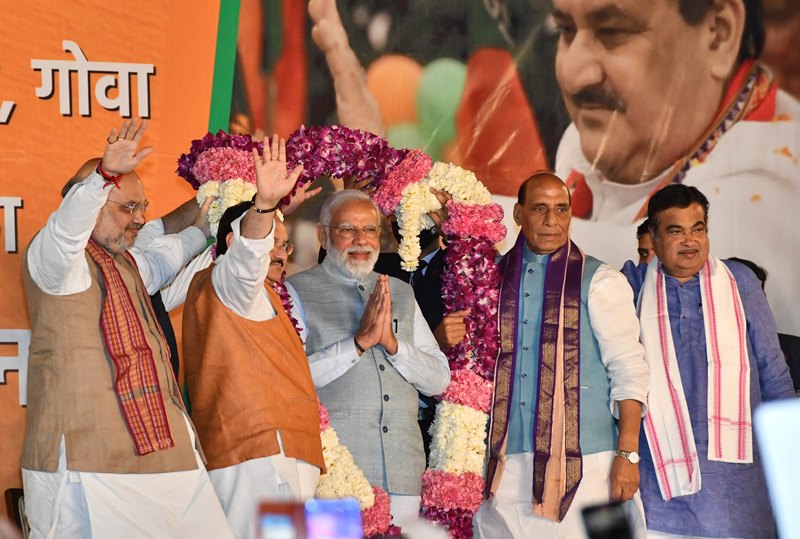 PM Modi joins BJP workers in victory celebration at Delhi party headquarters