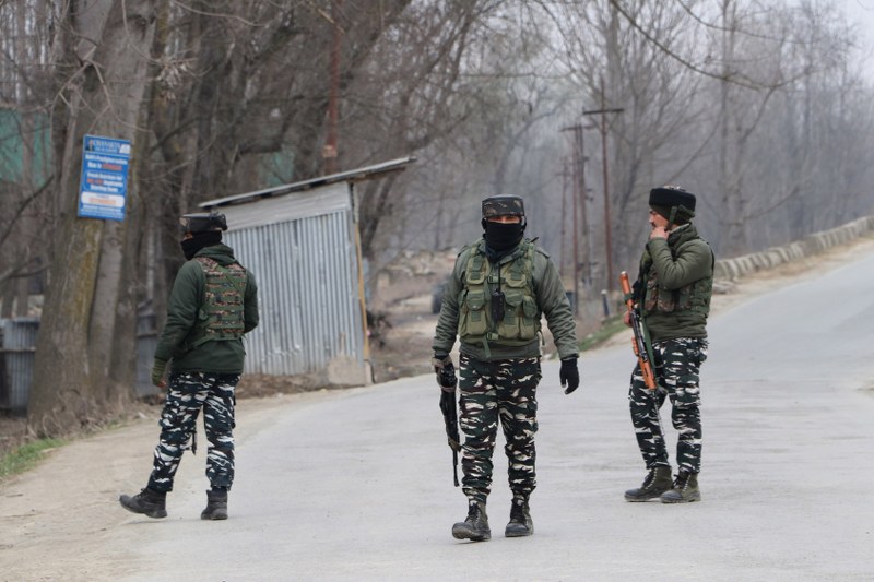 Jammu and Kashmir: Security personnel stand guard near Pulwama encounter site