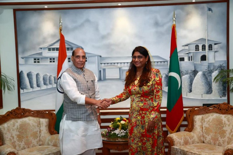 Rajnath Singh meets Maldivian Foreign Affairs Minister Abdulla Shahid in Male