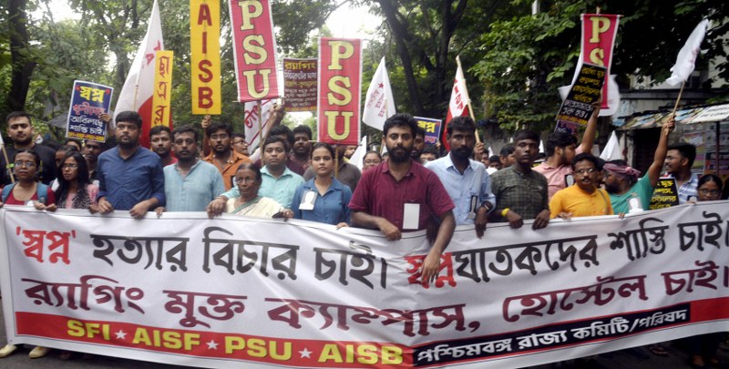 Left students take out protest rally over JU student's death in Kolkata