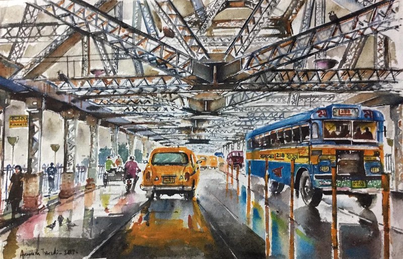 In images art exhibition 'Paints & Strokes' celebrating Kolkata's rich heritage