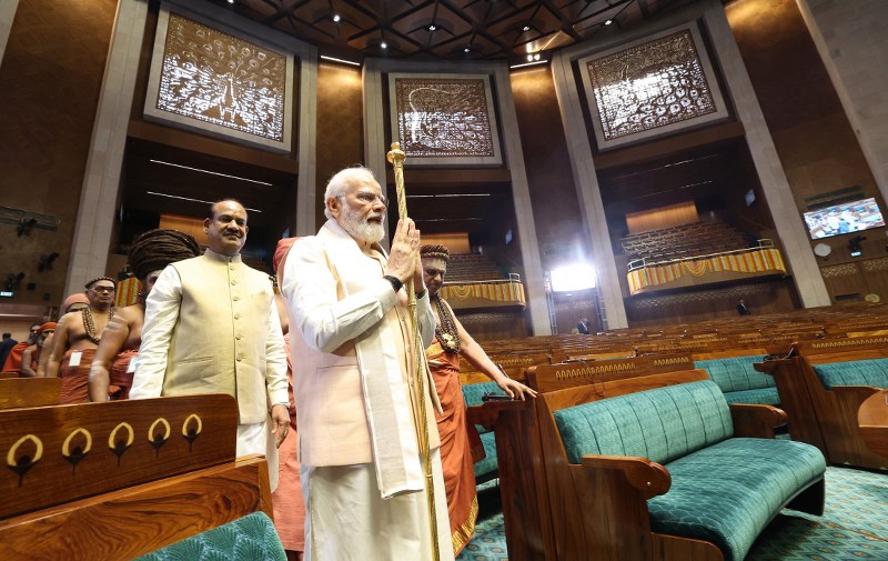 PM Modi installs 'Sengol' at new Parliament building