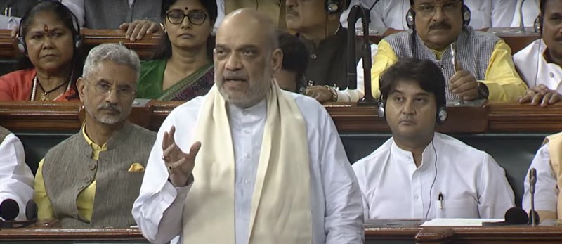 Home Minister Amit Shah speaks during Opposition's no-confidence motion in Parliament