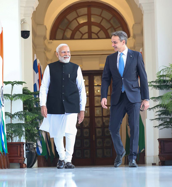 In Images: Narendra Modi, Greek PM Kyriakos Mitsotakis in New Delhi