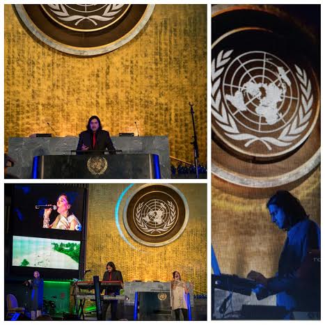 Ricky Kej performs at the UN General Assembly