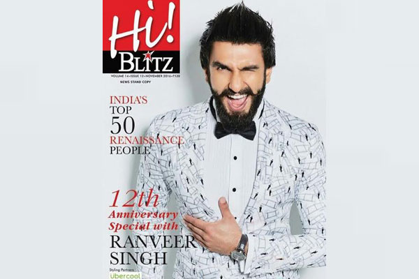 Ranveer Singh appears on the cover of Hi! Blitz magazine