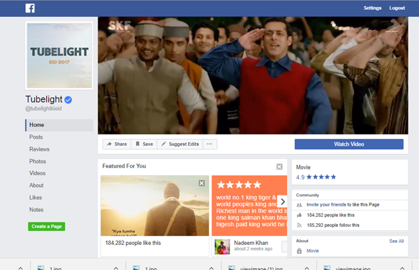 Tubelight becomes first Bollywood film to have a Facebook Cover Video