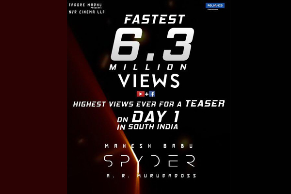 Spyder teaser clocks fastest 6.3 million views