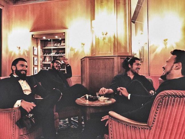 Ranveer Singh with his squad in Switzerland