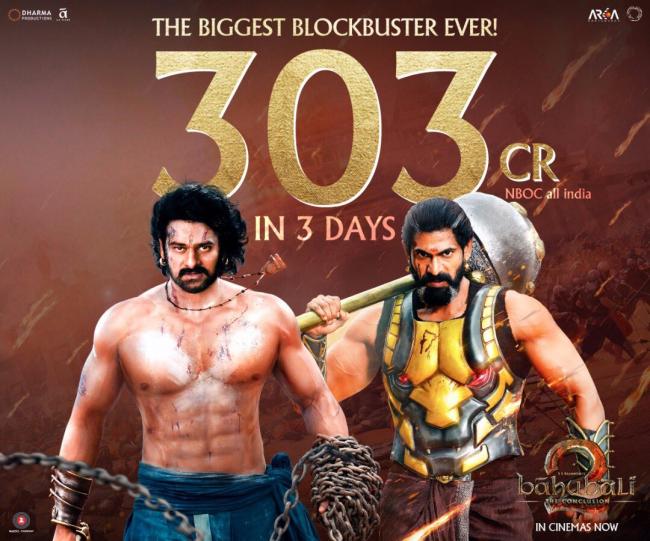 Baahubali: The Conclusion earns Rs. 303 crores in three days