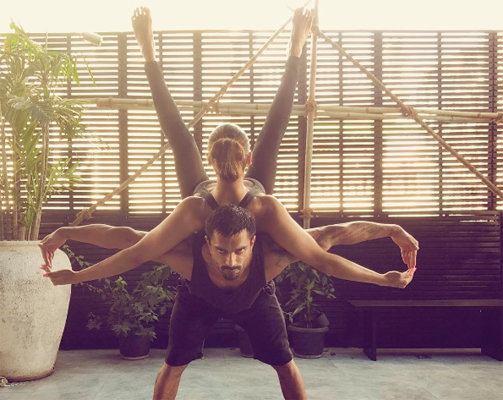 Bipasha Basu, Karan Singh Grover perform yoga together