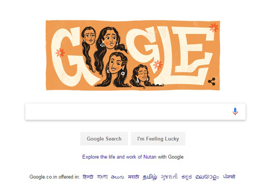 Google doodles on Bollywood actress Nutan' 81st birth anniversary