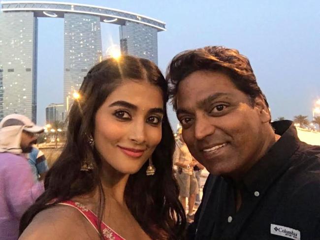 Pooja Hegde shoots for song with Ganesh Acharya in Abu Dhabi