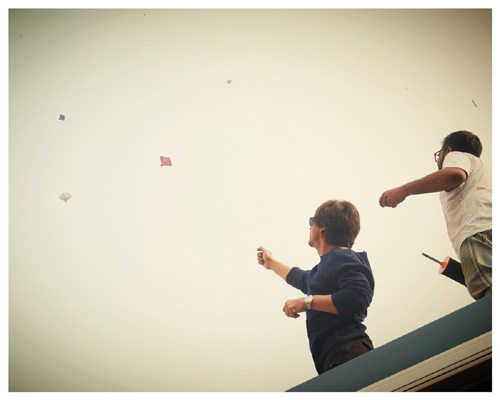 Bollywood superstar Shah Rukh Khan flies kite on Makar Sankrati on set of his movie Zero
