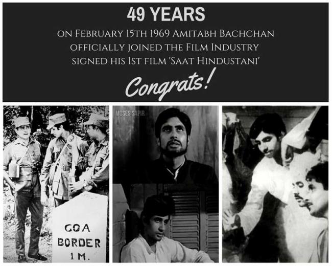 Amitabh Bachchan completes 49 years in Bollywood, remembers signing of first movie Saat Hindustani