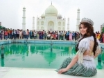 Urvashi Rautela poses with Taj Mahal