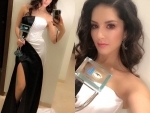 ITA Award: Sunny Leone shines in black and white strapless outfit 