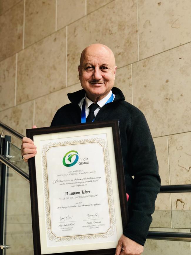 Anupam Kher conferred 'Distinguished Fellow' title at Cambridge MIT Sloan School of Management 