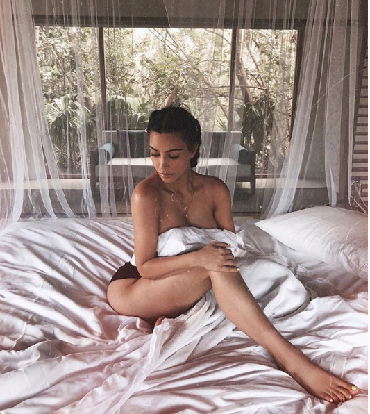 Kim Kardashian shares topless image of herself on social media