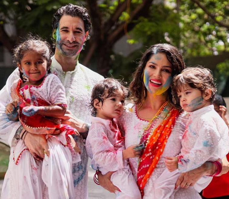 Sunny Leone enjoys Holi with family, shares images online