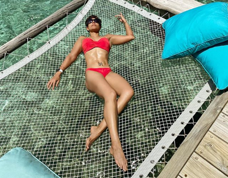 Mandira Bedi enjoying her Maldives visit, sets internet on fire with her red bikini Instagram post