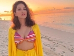 Sunny Leone sports multi-coloured bikini during her Maldives holidays
