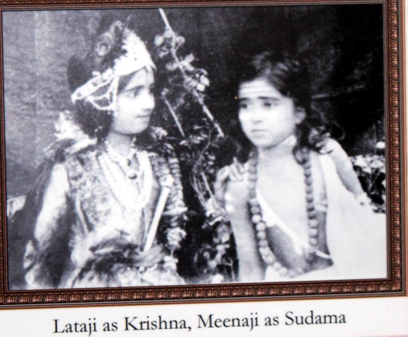 A rare picture of Lata ji as Krishna with her sister Meena as Sudama that was displayed at the Exhibition