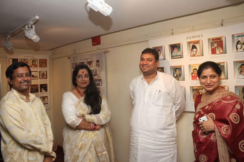 L to R: Social and cultural activist Sundeep Bhutoria with archiver, Snehasis Chatterjee, eminent Bengali singer Swagatalakshmi Dasgupta and Reba Som, the then Director of ICCR Kolkata, at the Exhibition on Lata Mangeshkar held at the ICCR Kolkata in 2013