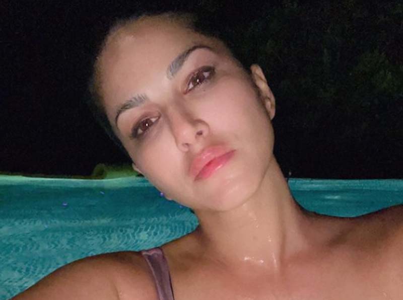 Sunny Leone enjoys her swimming pool moments in Maldives