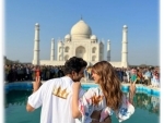 Kriti Sanon, Karthik Aaryan reach Agra to promote Shehzada, duo poses infront of Taj Mahal