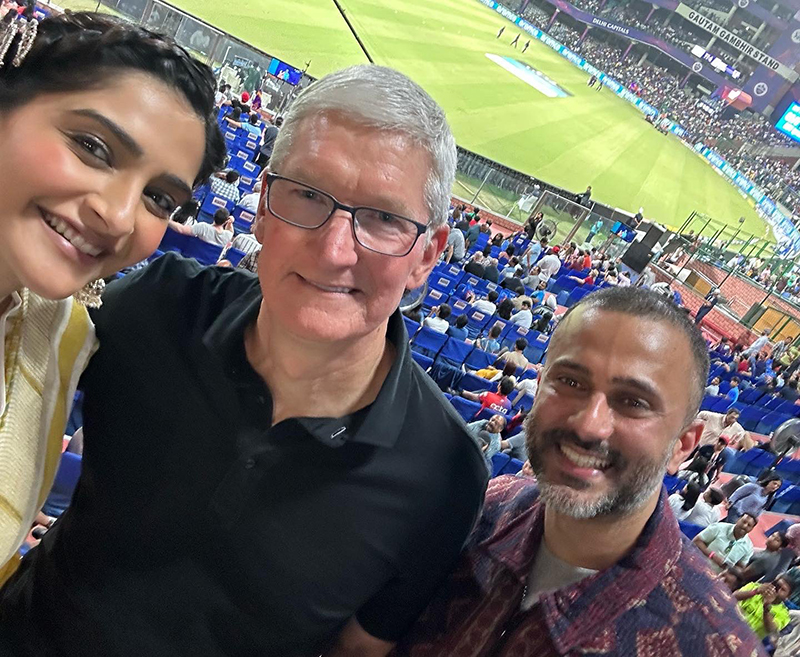 Sonam Kapoor Ahuja, Anand Ahuja catch up with Tim Cook in Delhi