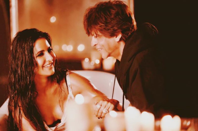 Katrina Kaif (L) and Shah Rukh Khan (R) featuring in 