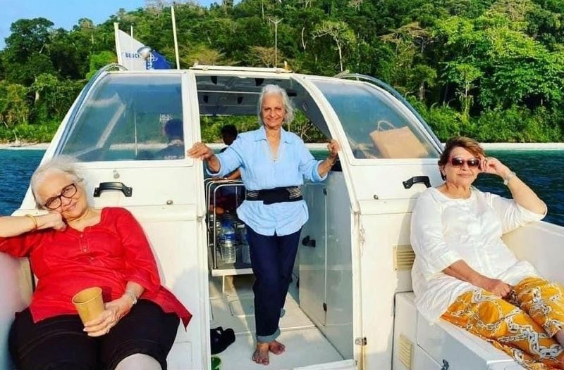 Waheeda Rehman, Asha Parekh and Helen, known for their strong bonding since the heydays of their career in Bollywood, in an outing in the Andamans in 2021. (Photo Courtesy: (www.instagram.com/tanuj.garg)