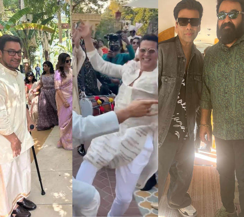 Akshay, Mohanlal perform bhangra as Aamir Khan walks with stick at Disney Star India head's family wedding
