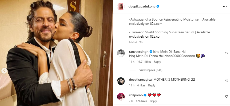 Ranveer Singh drops comment on the Instagram post of Deepika Padukone
