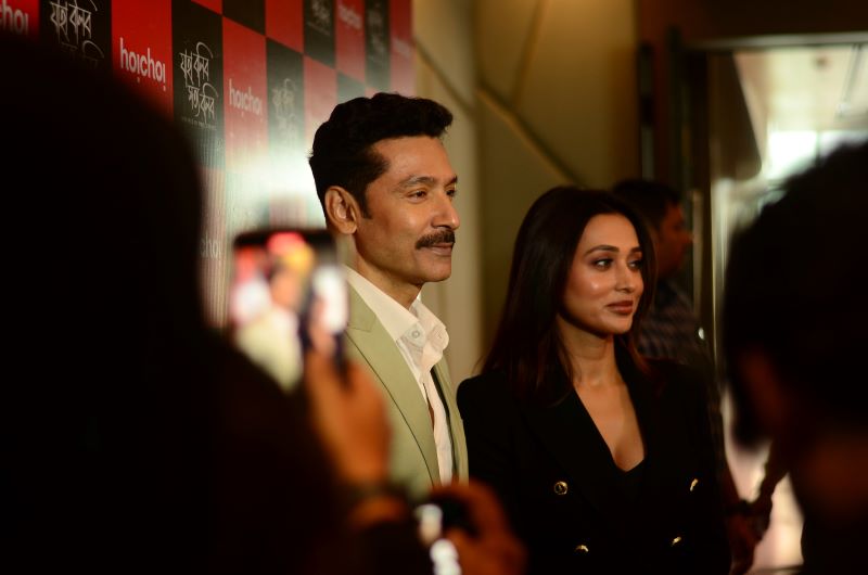 Tota Roy Choudhury (L) and Mimi Chakraborty (R) during trailer launch of 
