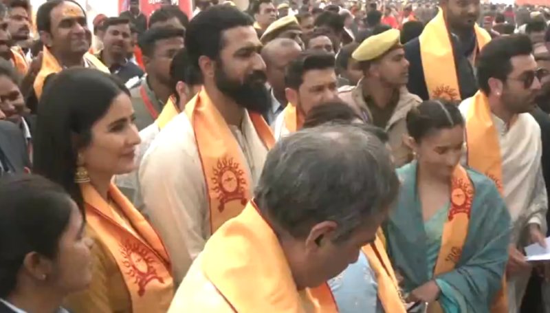Ranbir Kapoor-Alia Bhatt, Katrina Kaif-Vicky Kaushal reach Ram Temple amid chants of Jai Shri Ram