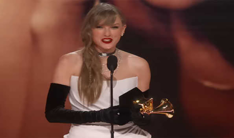 Internationally acclaimed singer Taylor Swift sets record for most album of the year wins at Grammys