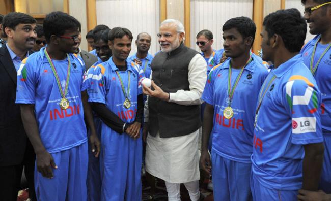 India's Blind World Cup winning team calls on PM