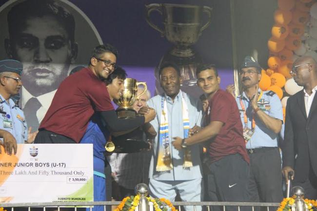 AIFF colts receive champions trophy from Pele