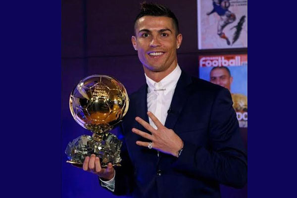 Footballer Cristiano Ronaldo wins 2016 Ballon d'Or, the Golden Ball
