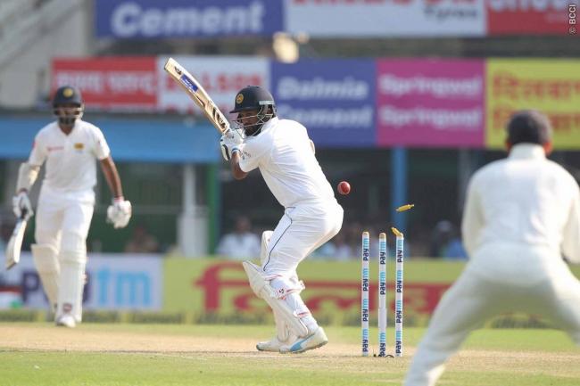 Kolkata Test: Sri Lanka 8/2 at tea, 223 more runs to win