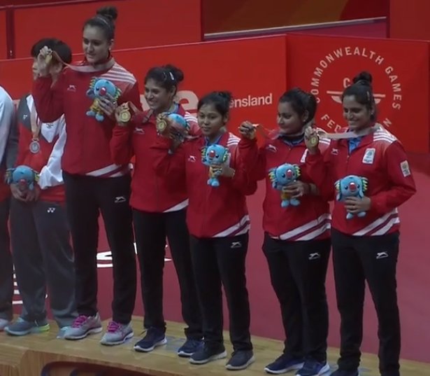 Indian women Table Tennis team beat Singapore to clinch gold